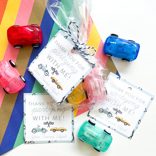 Vintage Cars Birthday Party Favor Tags or Stickers
