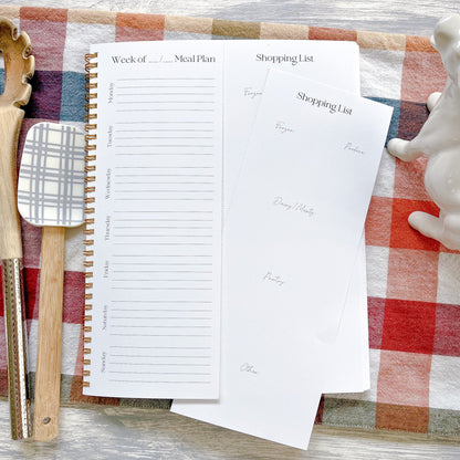 Weekly Meal Planner & Shopping List Notebook - Gingham