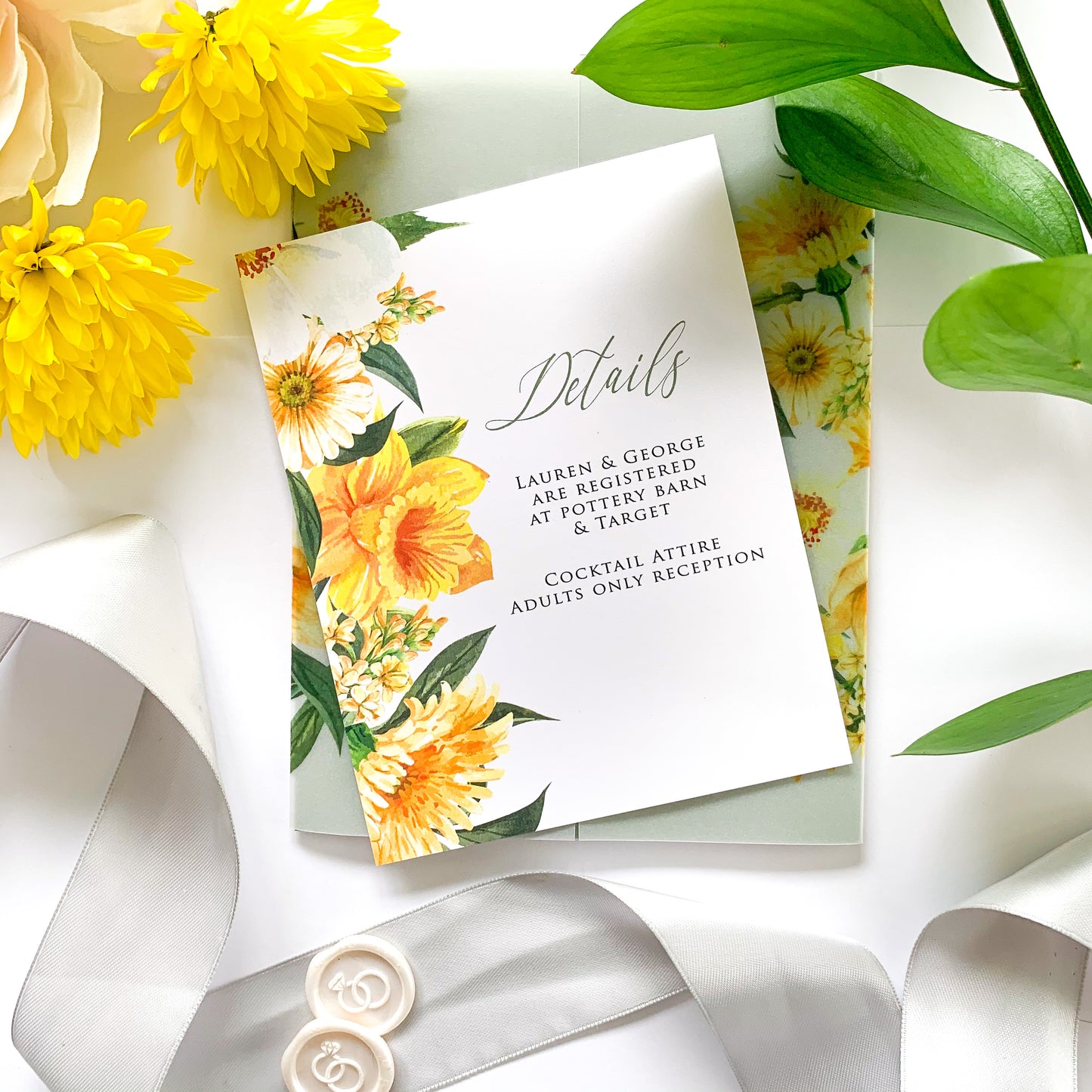 Yellow Spring Floral Wedding Invitation Suite