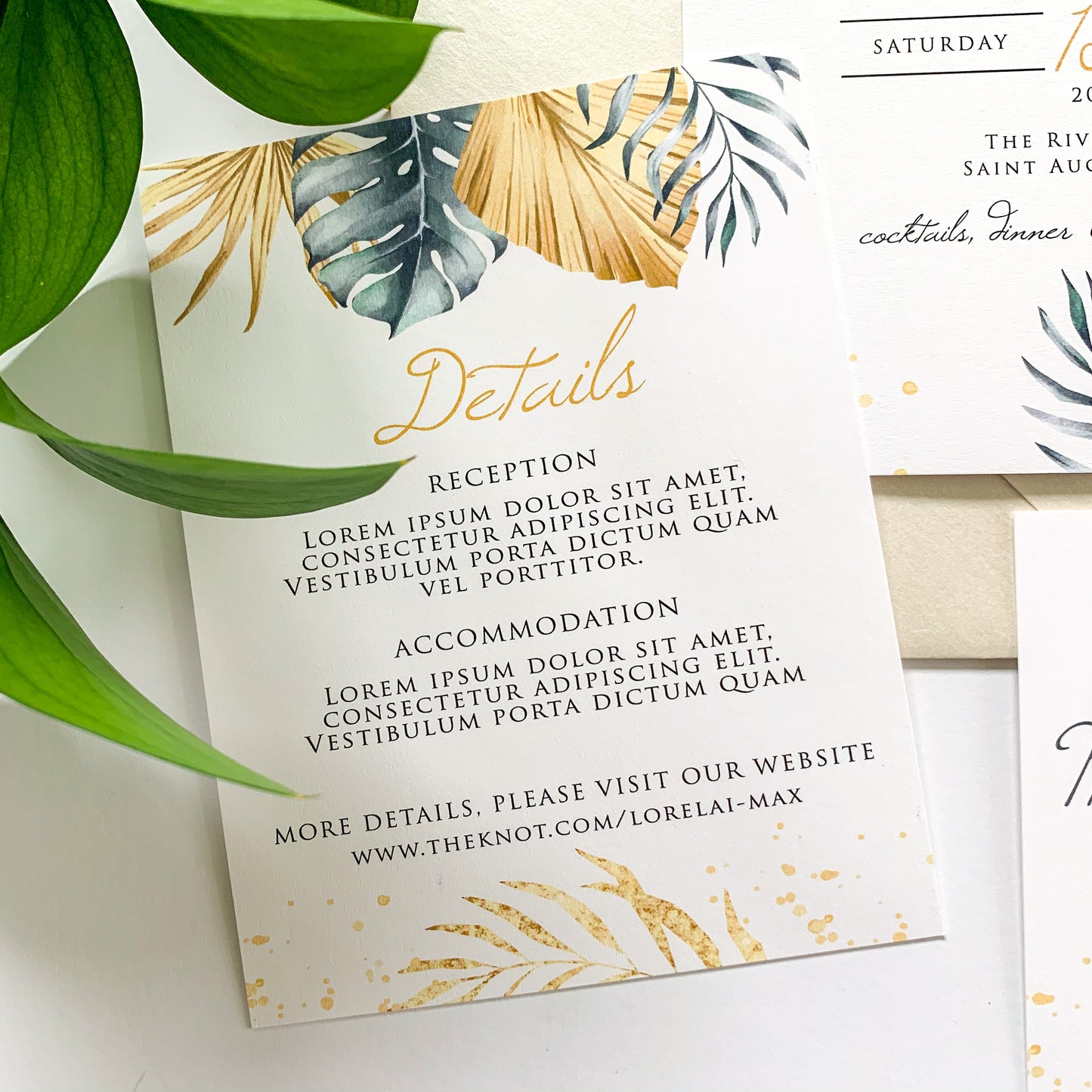 Golden Palms Wedding Invitation Suite