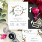 Hot Pink and Greenery Wreath Wedding Invitation Suite