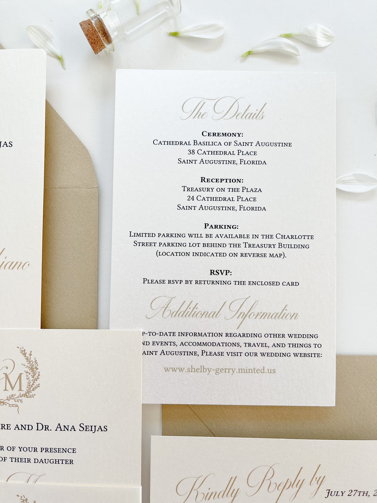 Classic Monogram Pearlescent Wedding Invitation Suite