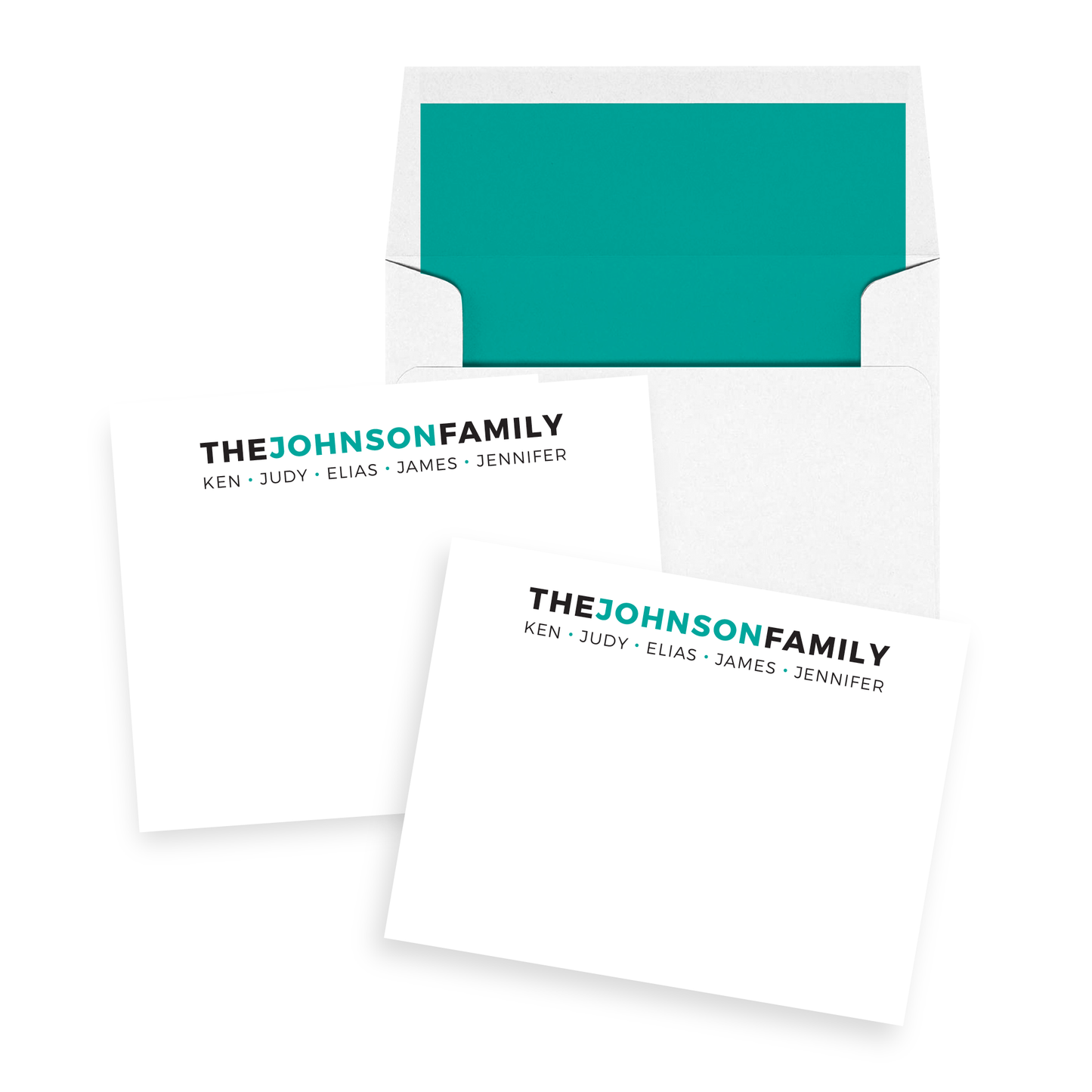 Family with Names Personalized Stationery Set of 12