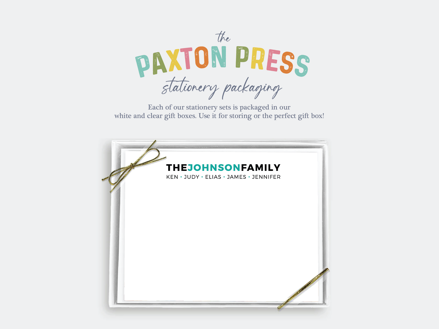 Family with Names Personalized Stationery Set of 12