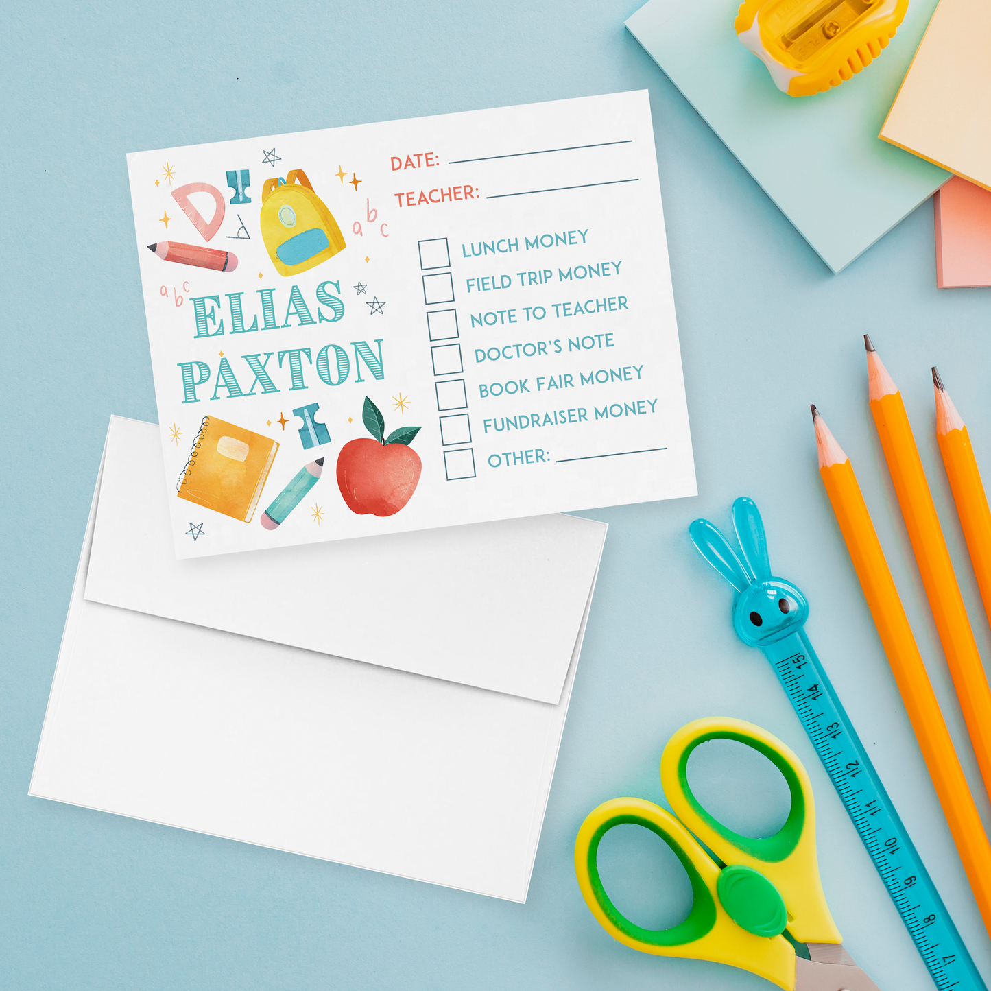 Customized School Communication Envelopes - Set of 20