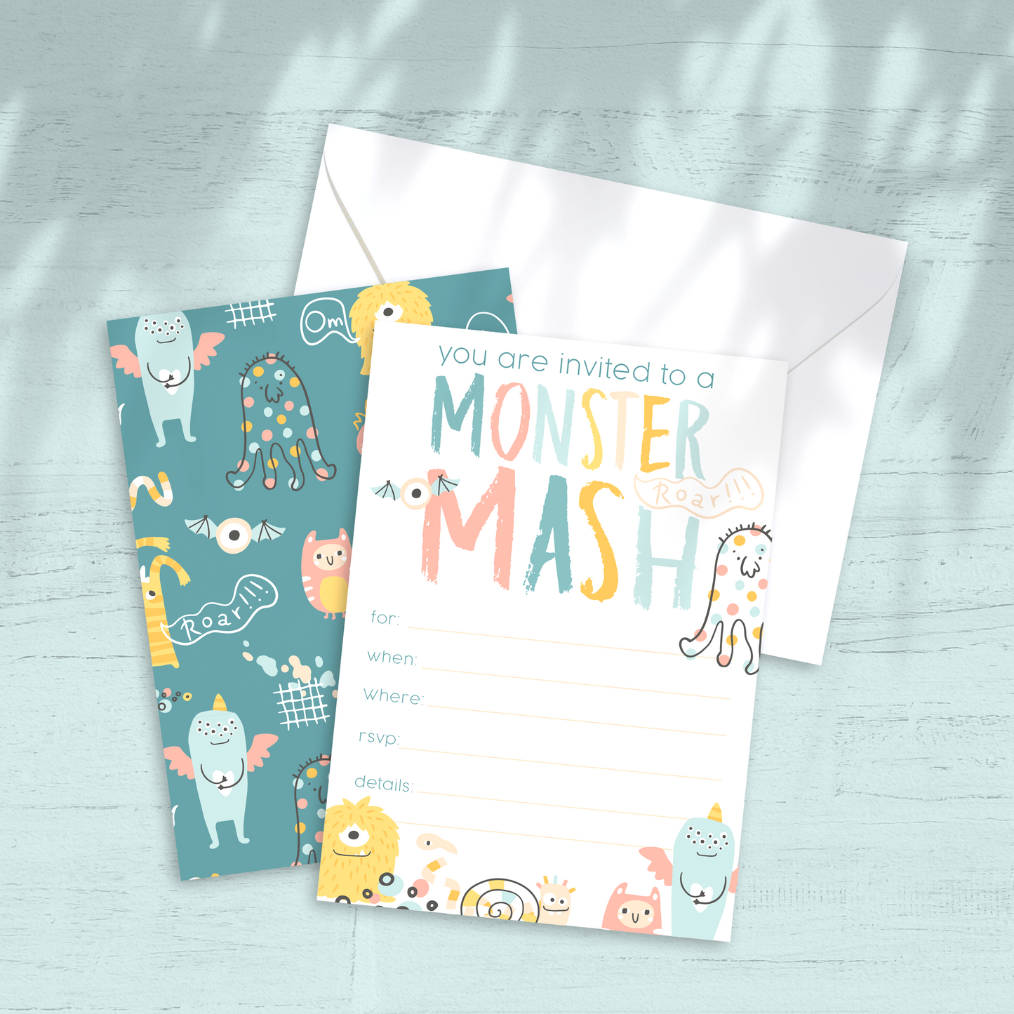 Monster Mash Party Invitation - Custom OR Fill-in-the-Blank - Set of 12
