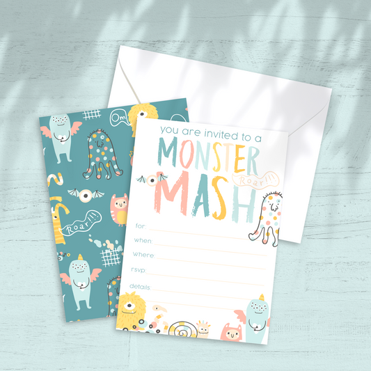 Monster Mash Party Invitation - Custom OR Fill-in-the-Blank - Set of 12