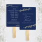 Navy & Gold Wedding Fan Program - Set of 10