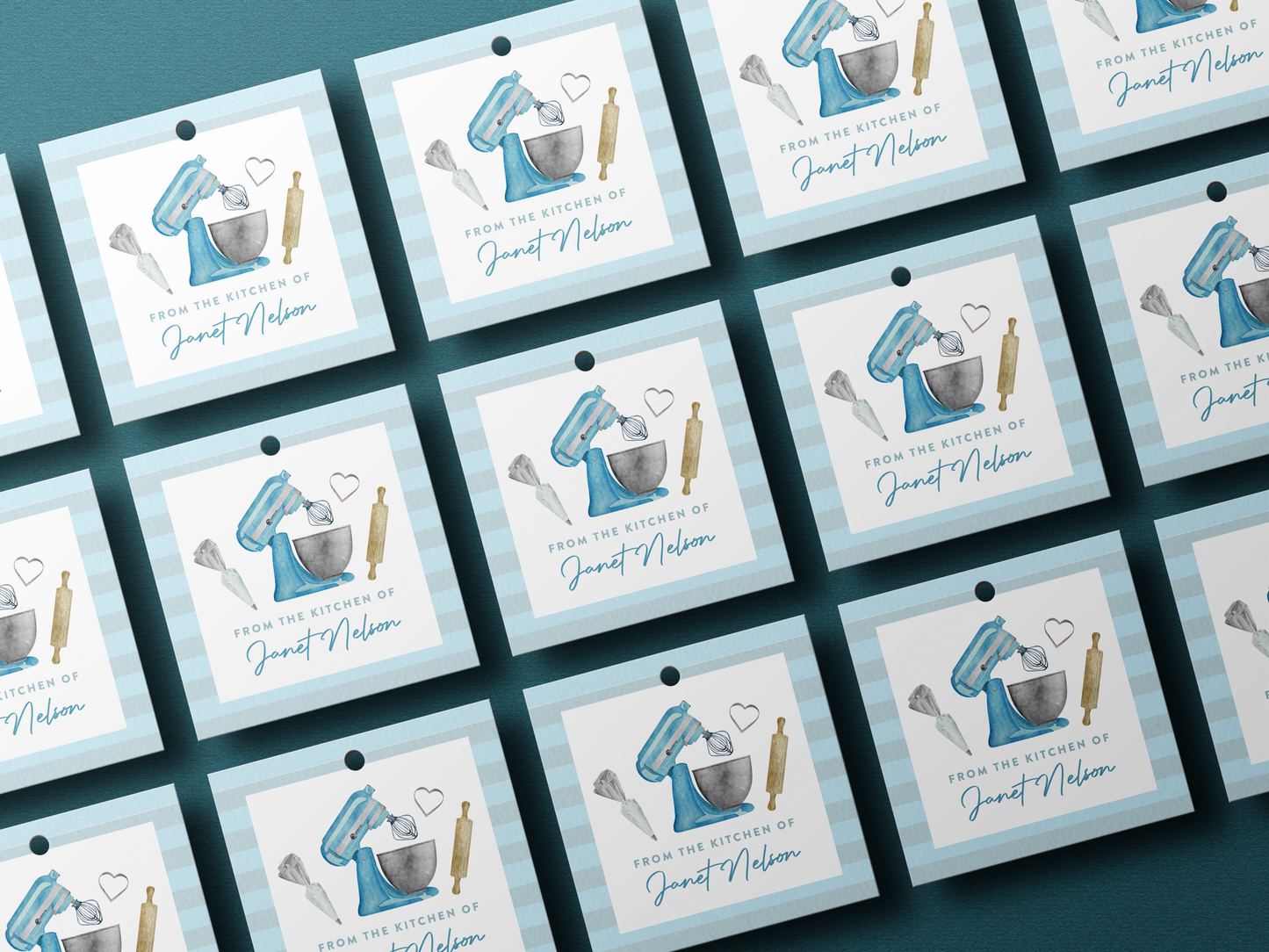 From the Kitchen of - Blue Mixer Tags or Stickers