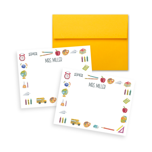 Teacher Cute Border Personalized Stationery Set of 12