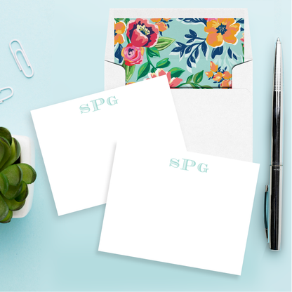 Monogram & Feminine Floral Personalized Stationery Set of 12