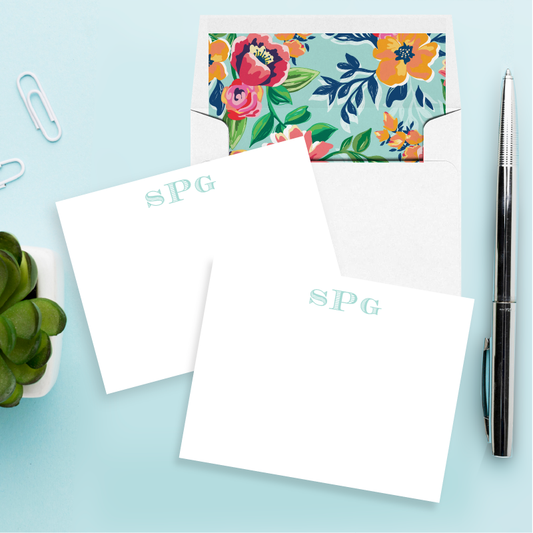 Monogram & Feminine Floral Personalized Stationery Set of 12
