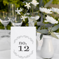 Simple Black and White Wreath Tented Table Numbers