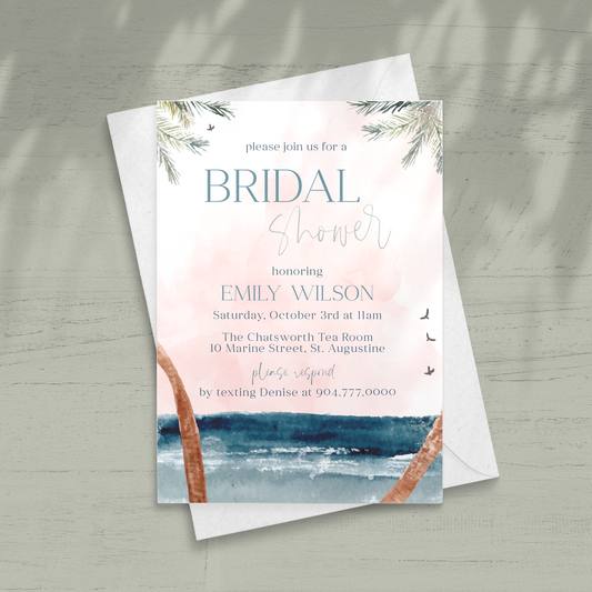 Tropical Palms Bridal Shower Invitation