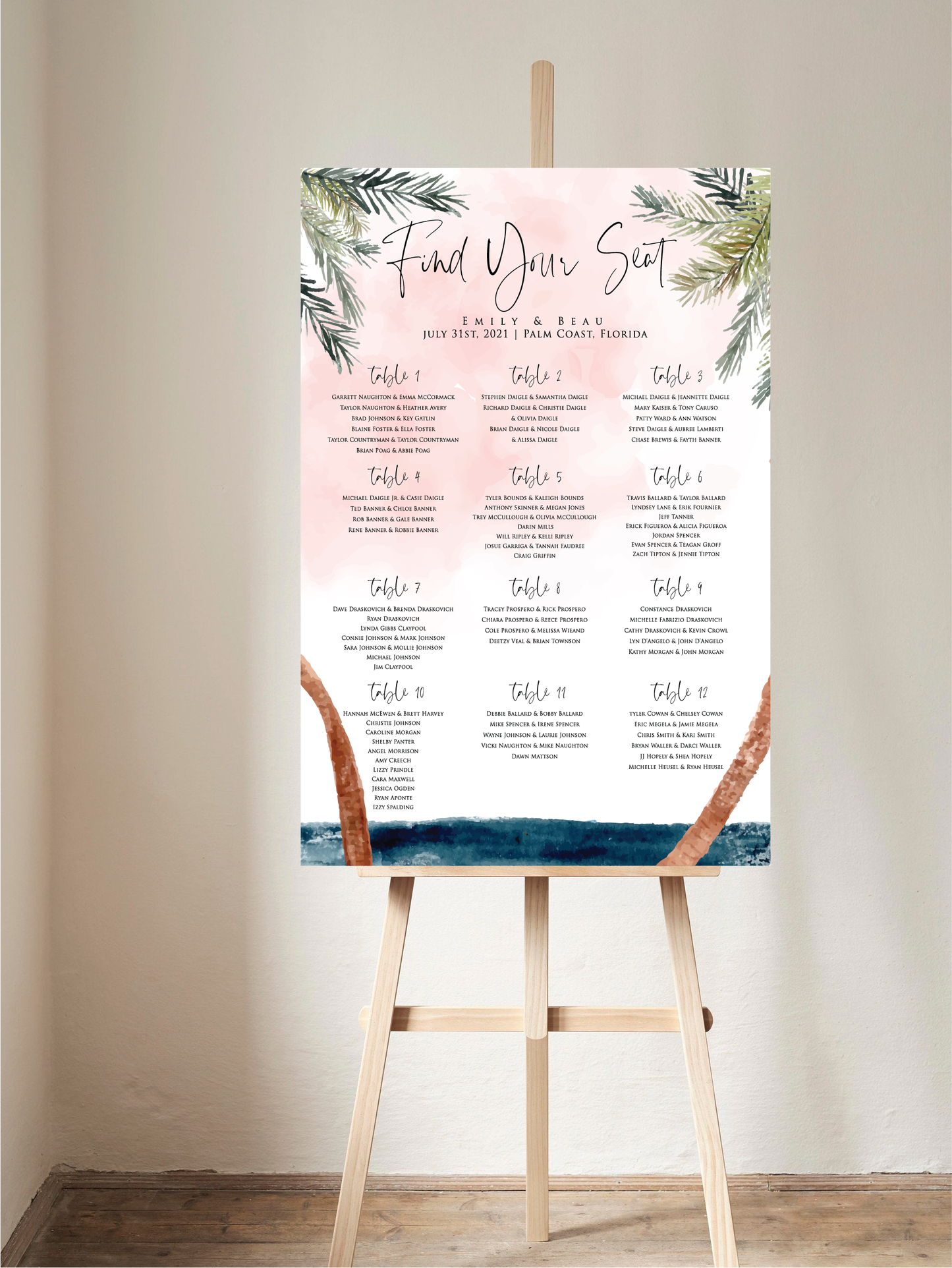 Tropical Palm Breeze Seating Chart